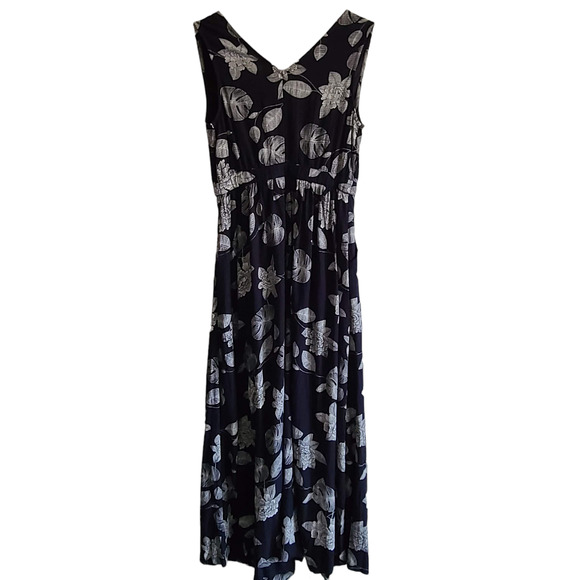 ROXY In the Mood for Dance Black White Floral Sleeveless Maxi Dress Womens Small - Picture 2 of 16
